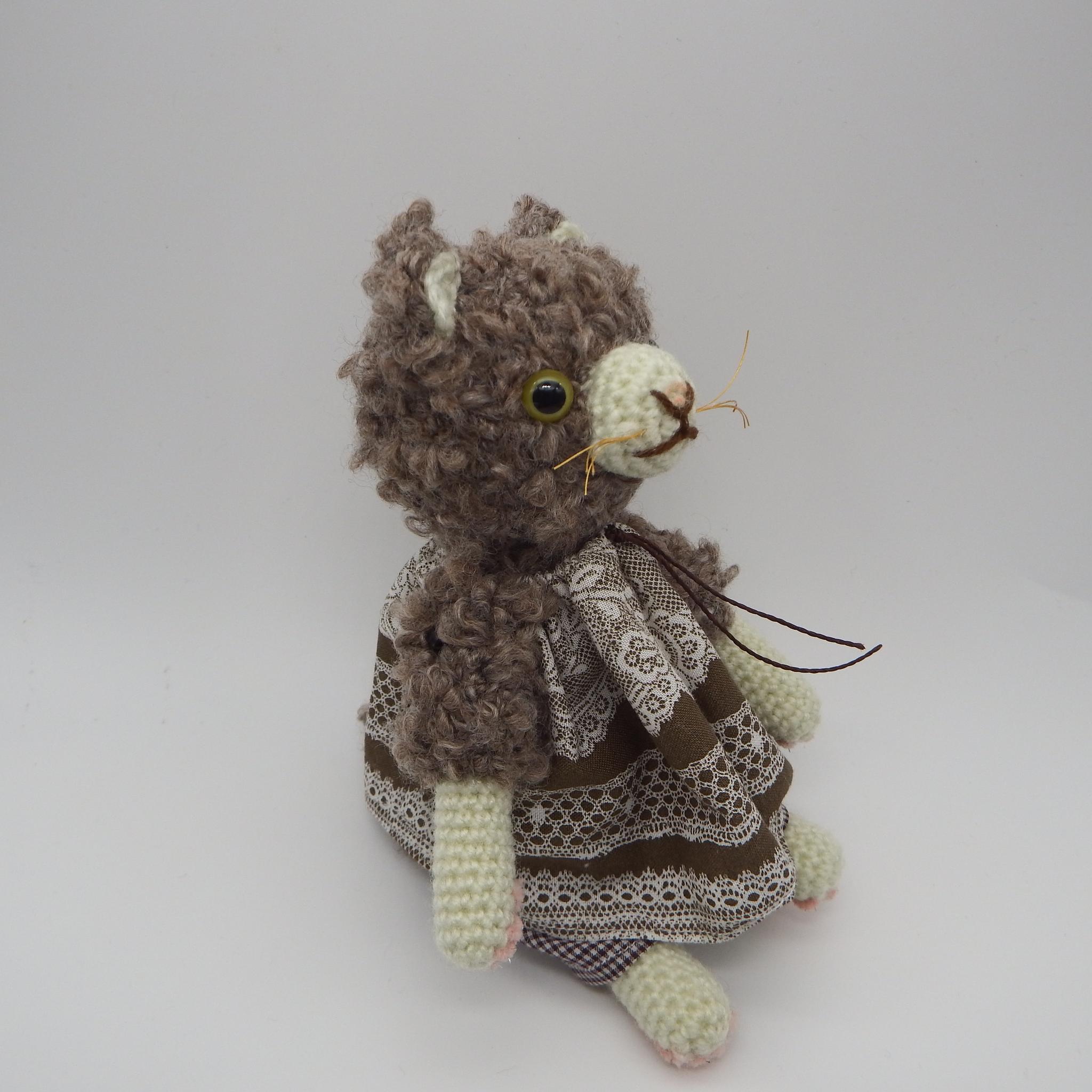 【あみぐるみ】ナチュラルテイストドレス猫ロージィー【316】 | 6枚目