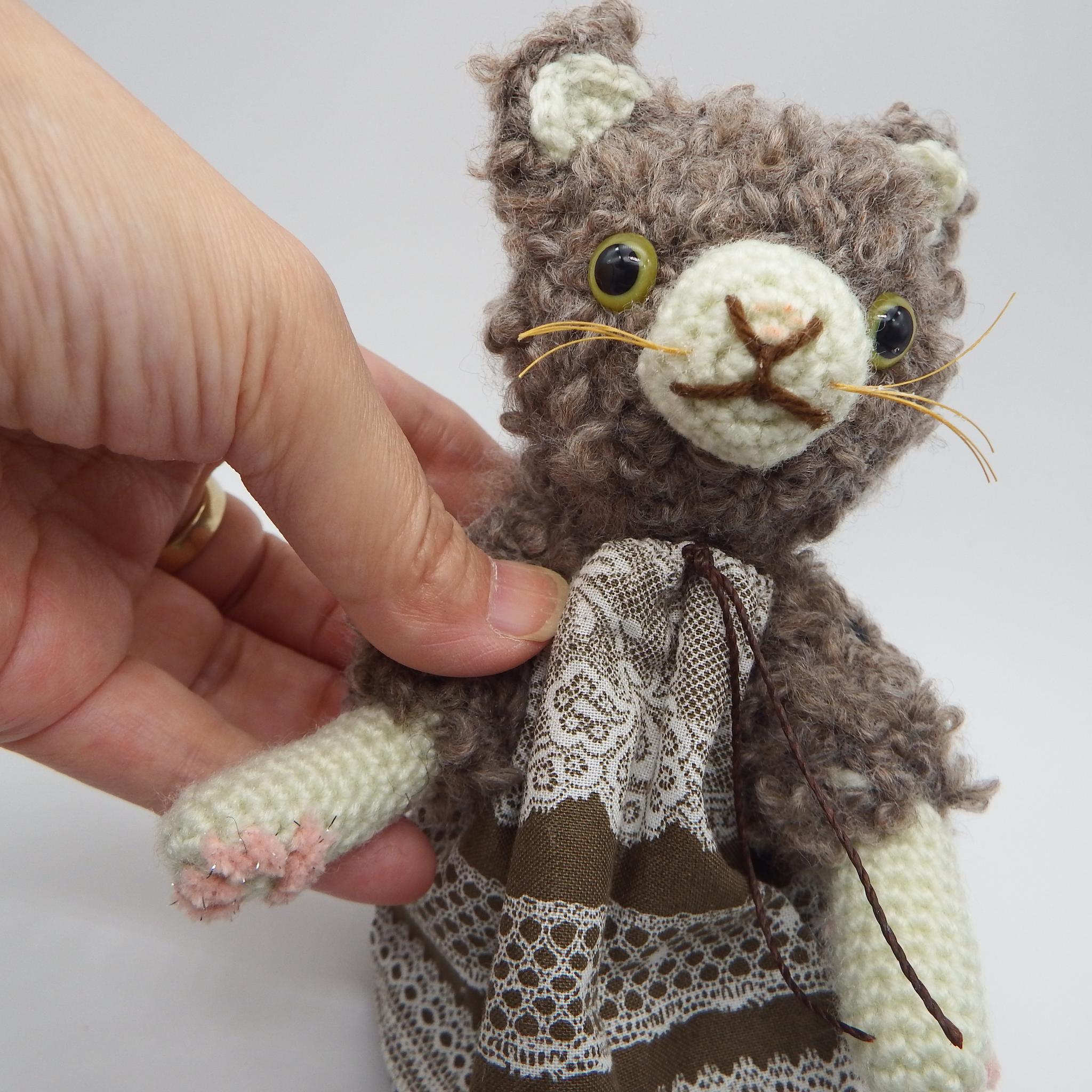 【あみぐるみ】ナチュラルテイストドレス猫ロージィー【316】 | 8枚目