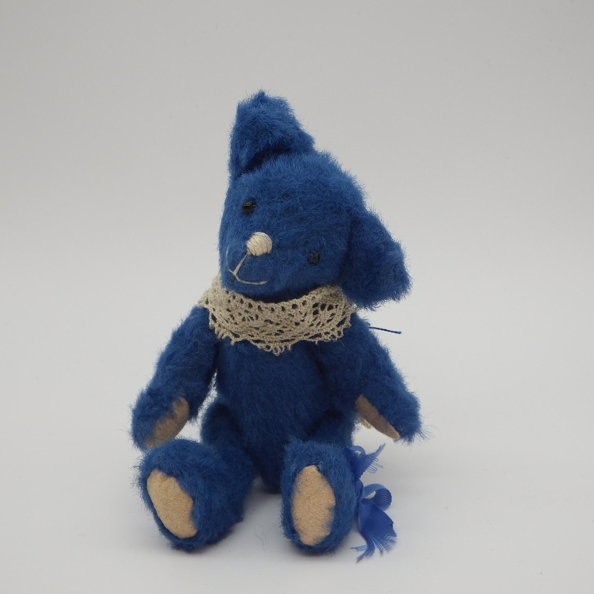 【テディベア】ロイヤルブルーのミニチュアベア【290】