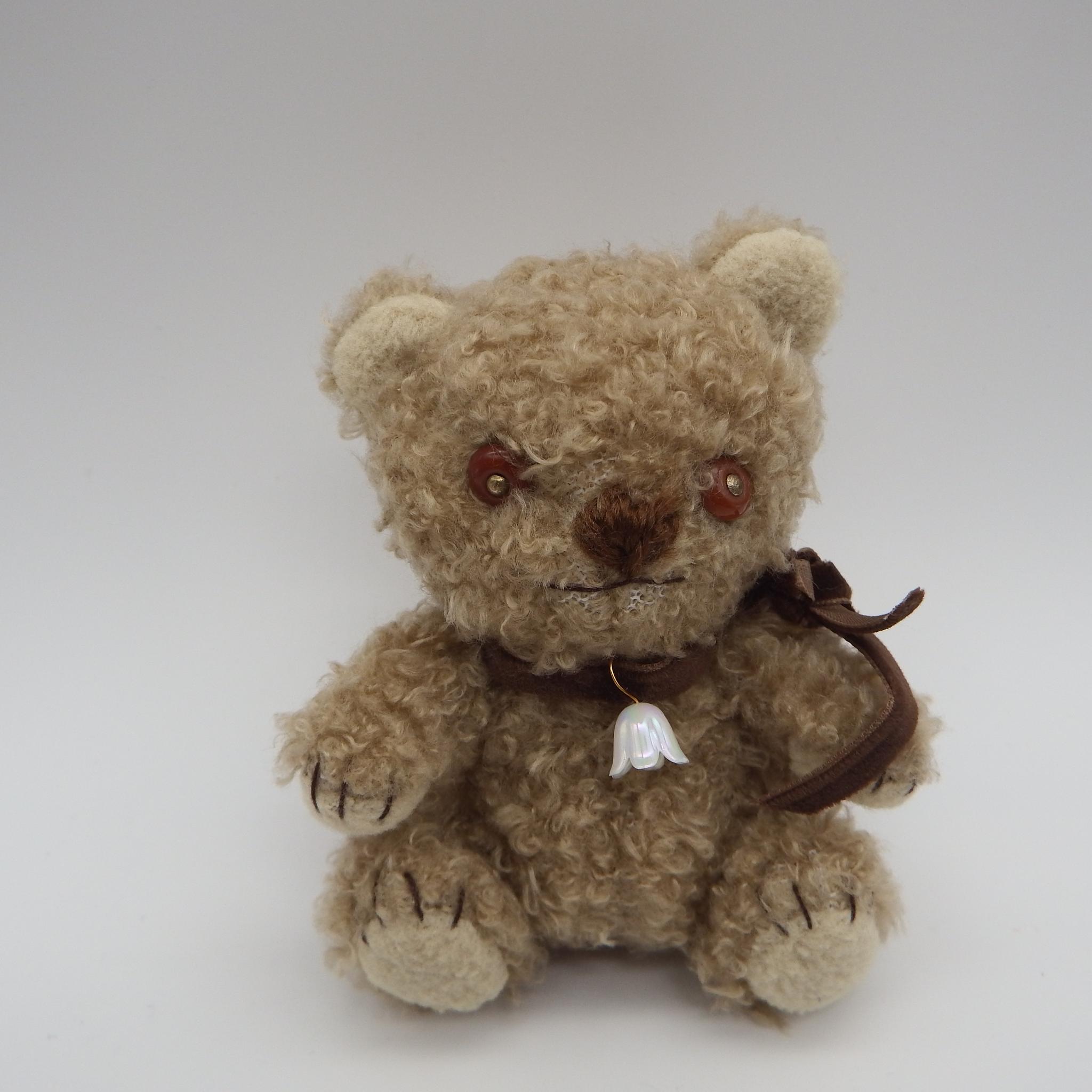 【テディベア】ベージュのもこもこミニチュアベア【292】