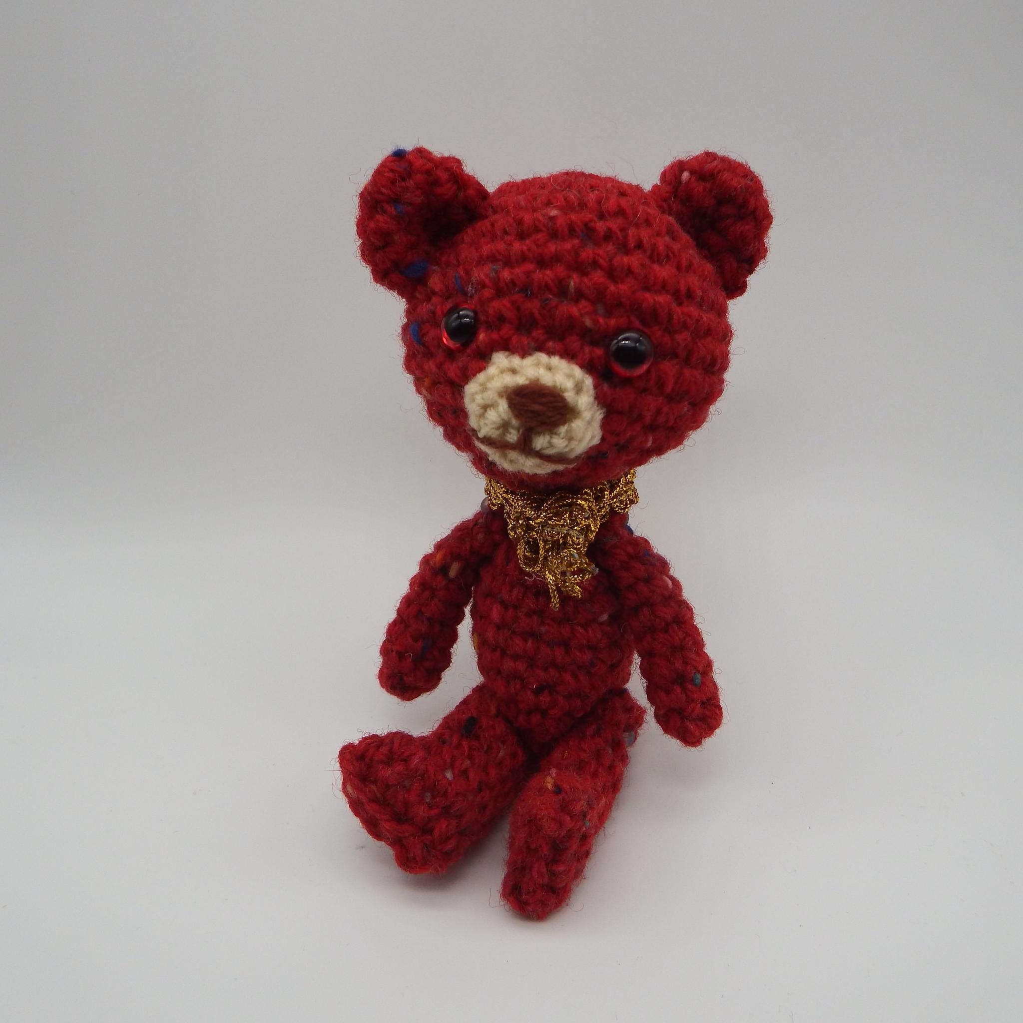 【あみぐるみ】赤ツイードのくまさん【297】