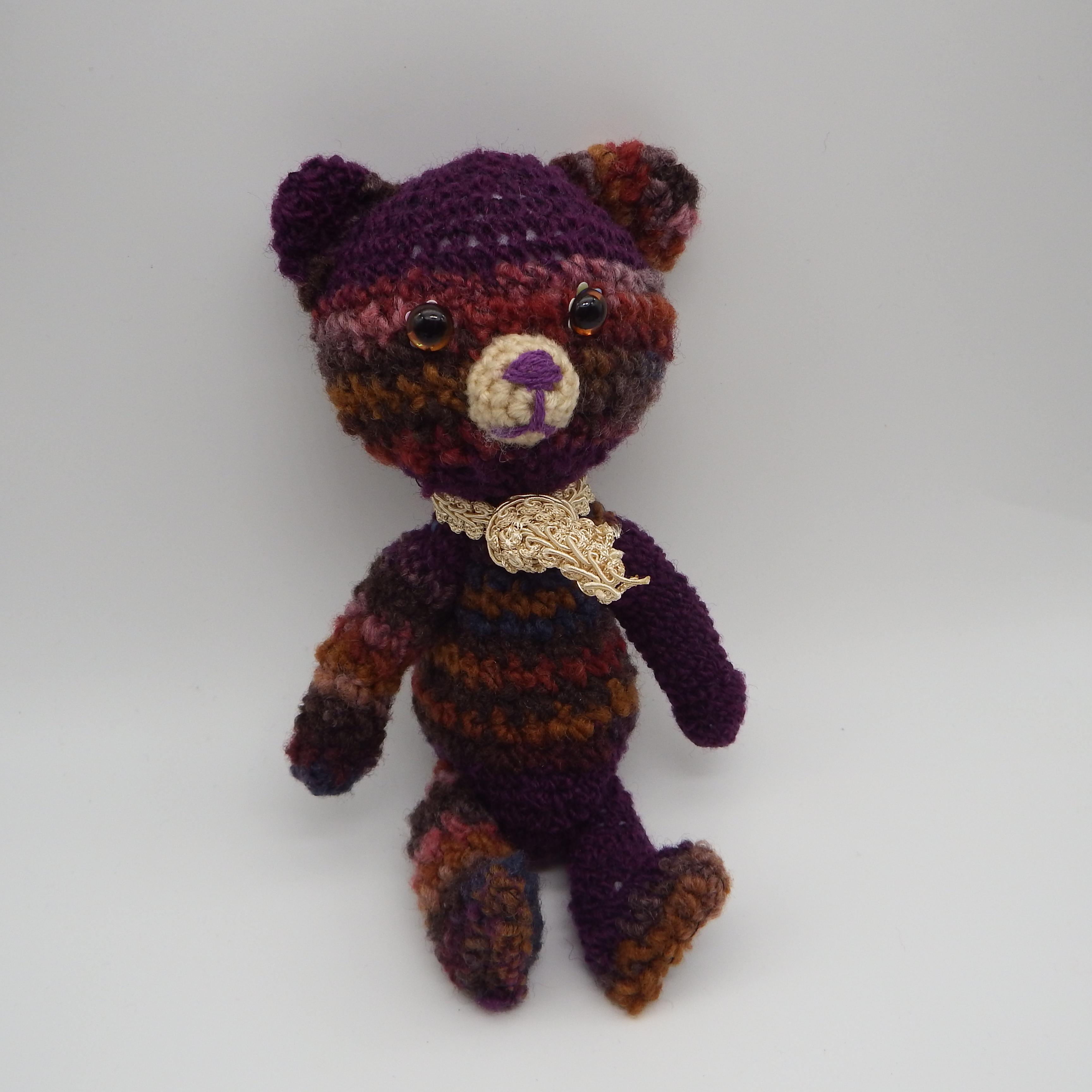 【あみぐるみ】紫グラデーションのくまさん【298】