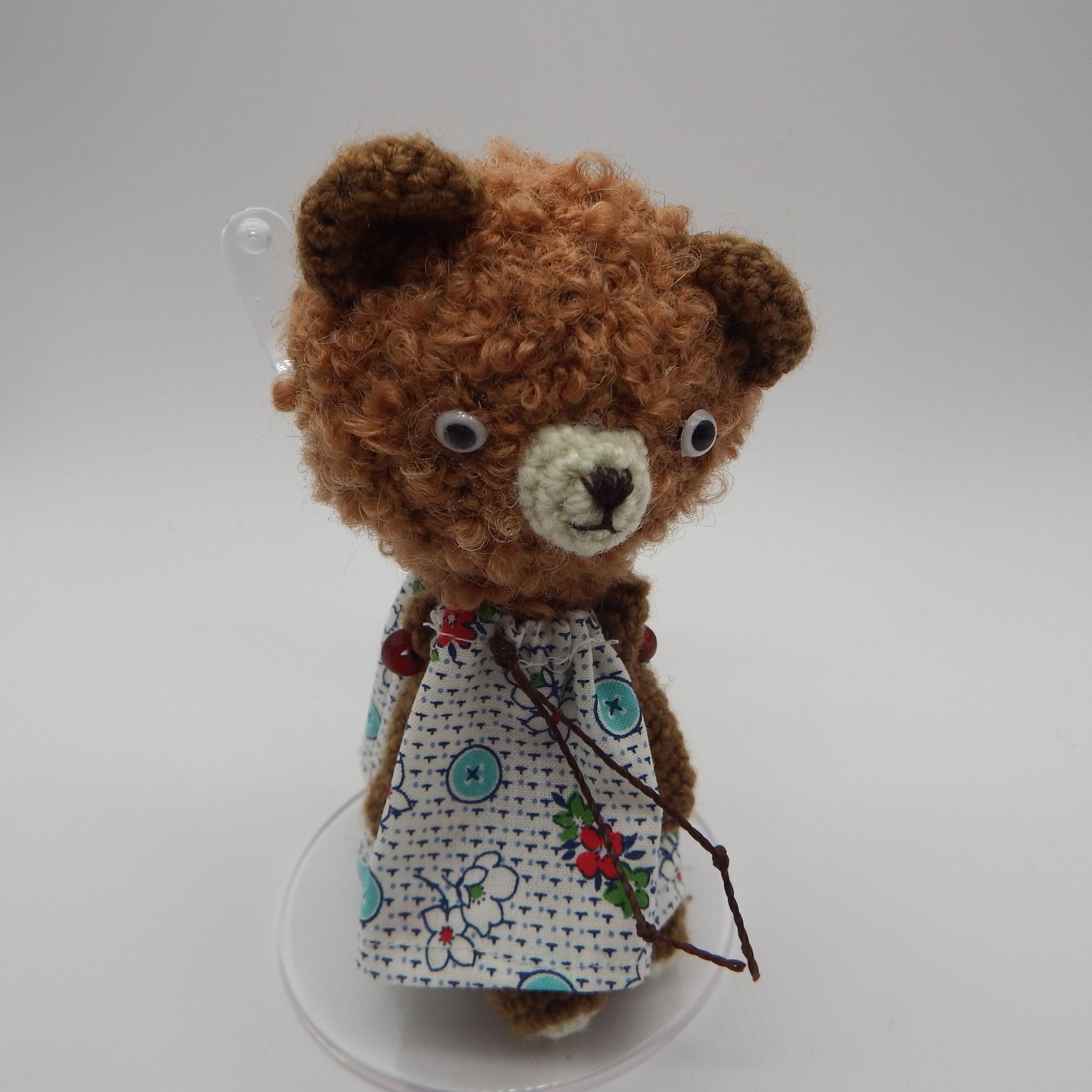 【あみぐるみ】レトロプリントドレス茶くまサンディ【303】